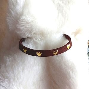 Gold Hearts faux Leather Snap Bracelet - customizable